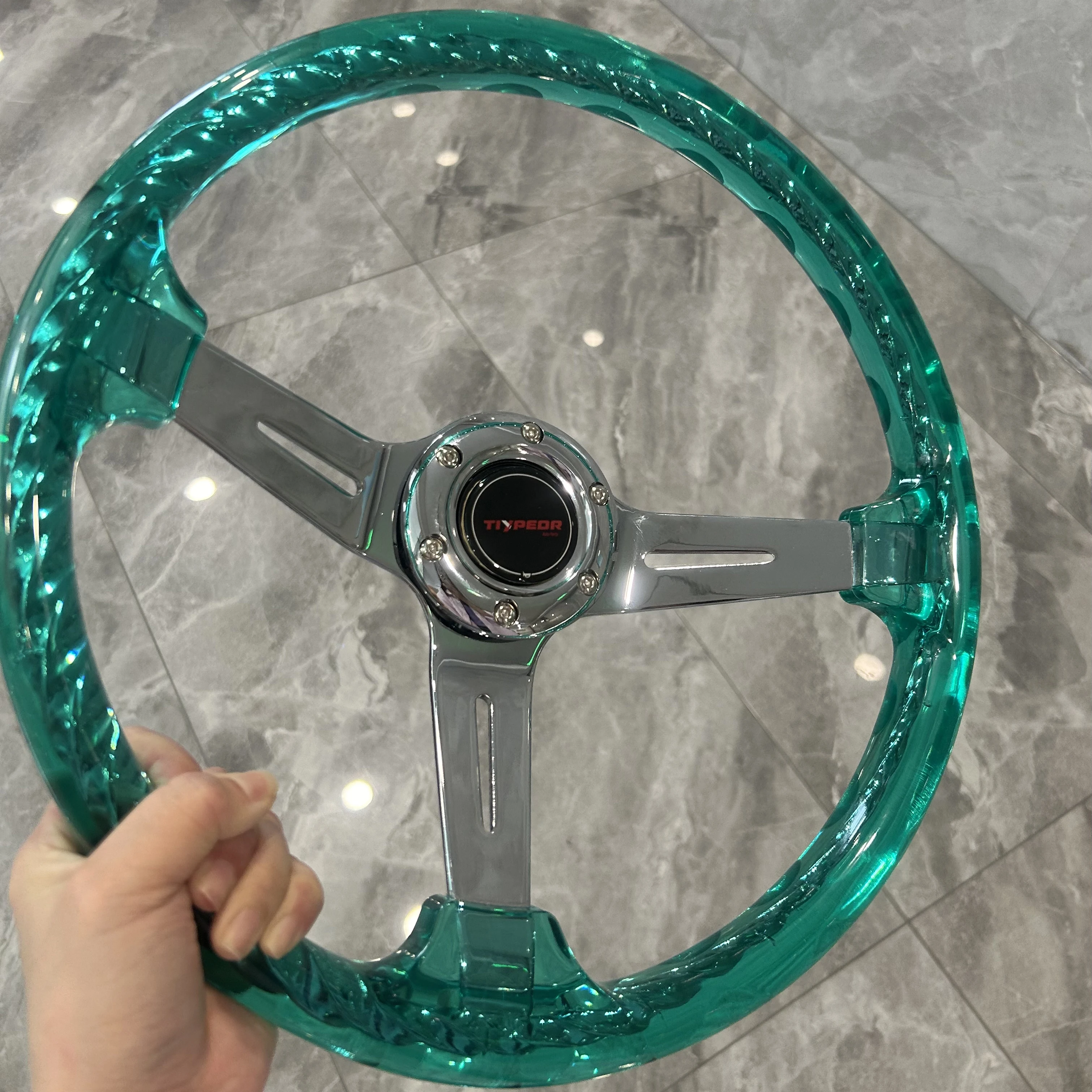 350mm Hitman Twist Crystal Acrylic Steering Wheel Clear