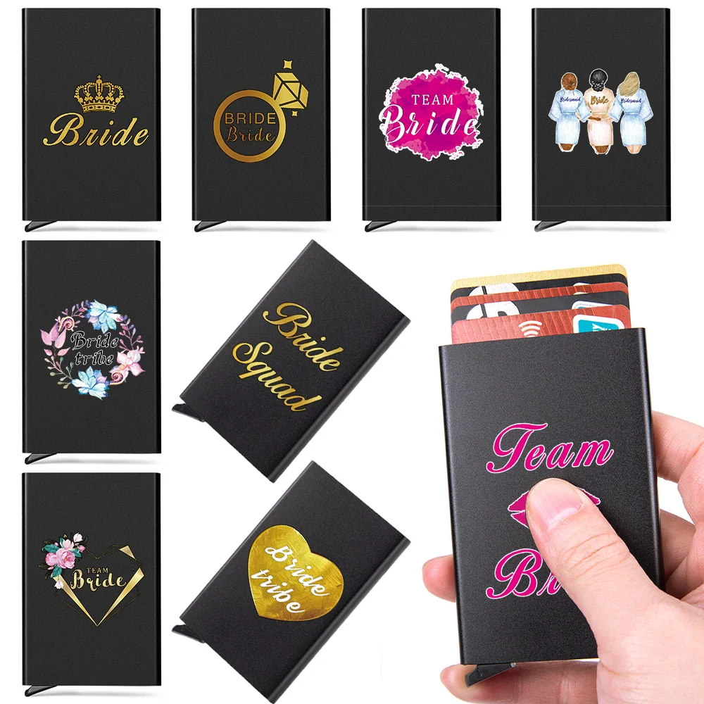 ID Credit Bank Card Holder Wallet Men Anti Rfid Blocking Automatic Pop Up Protected Slim Mini Money Wallets Case Bride Pattern