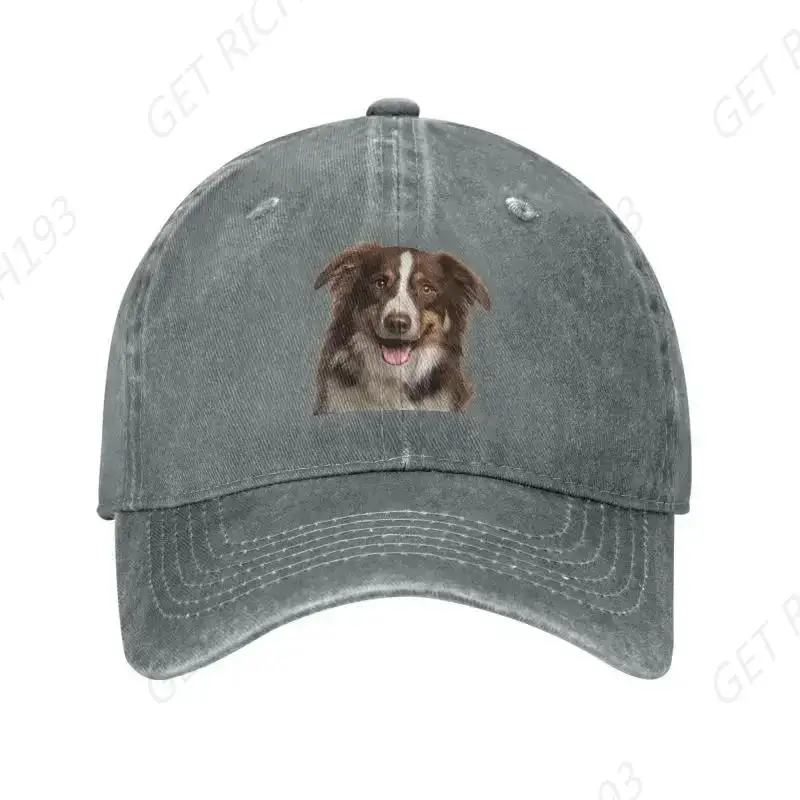 Denim Cotton Border Collie Dog Baseball Cap Women Men Breathable Dad Hat Sports Outdoor Running Walking