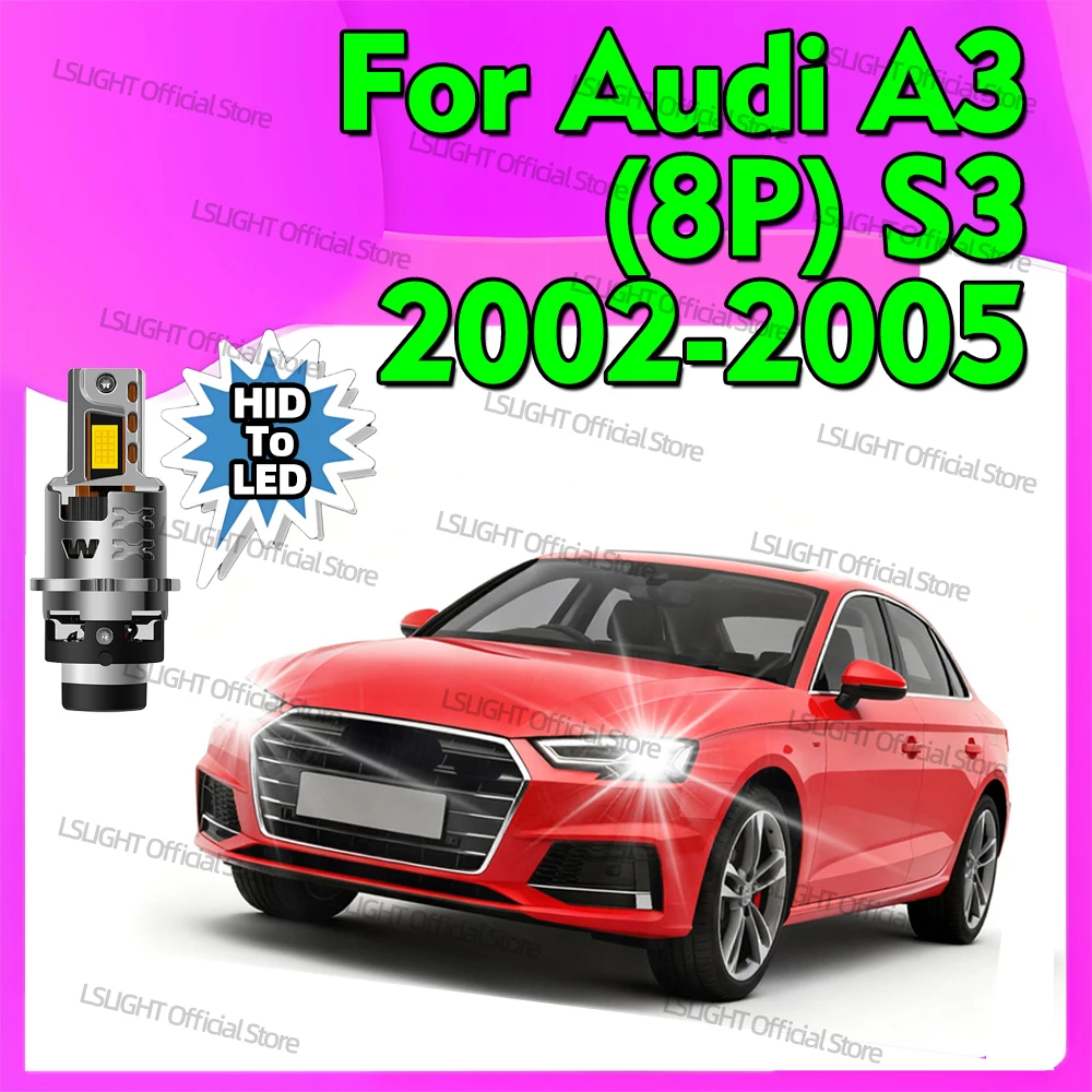 

2x для Audi A3 (8P) S3 2002 2003 2004 2005 Автомобильные передние фары 1:1, HID-светодиодные D2S D2R, автоматические фары 12 В 6000 К Plug&Play
