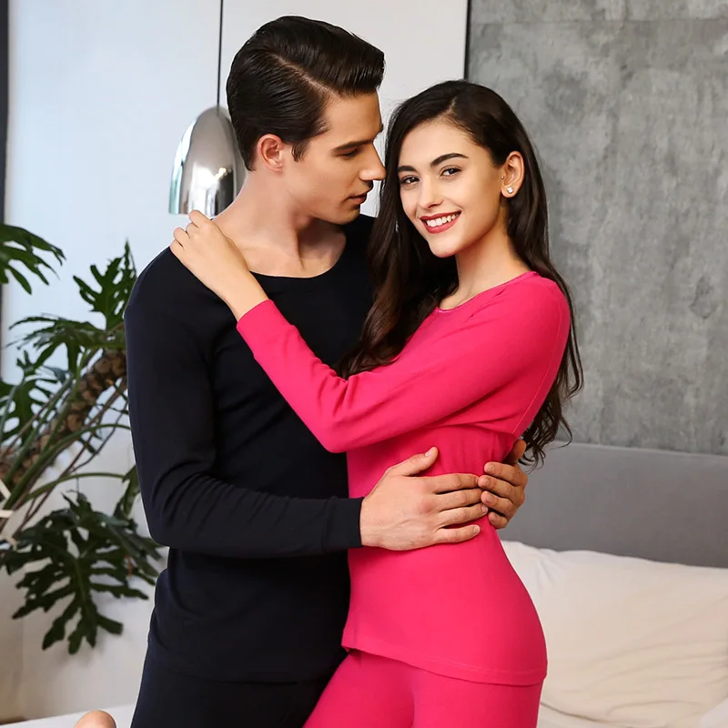 2 Pieces Women And Man Warm Sets Pure Cotton Thermal Underwear And Long Johns round-neck Base Thin Thermal Underwear Set