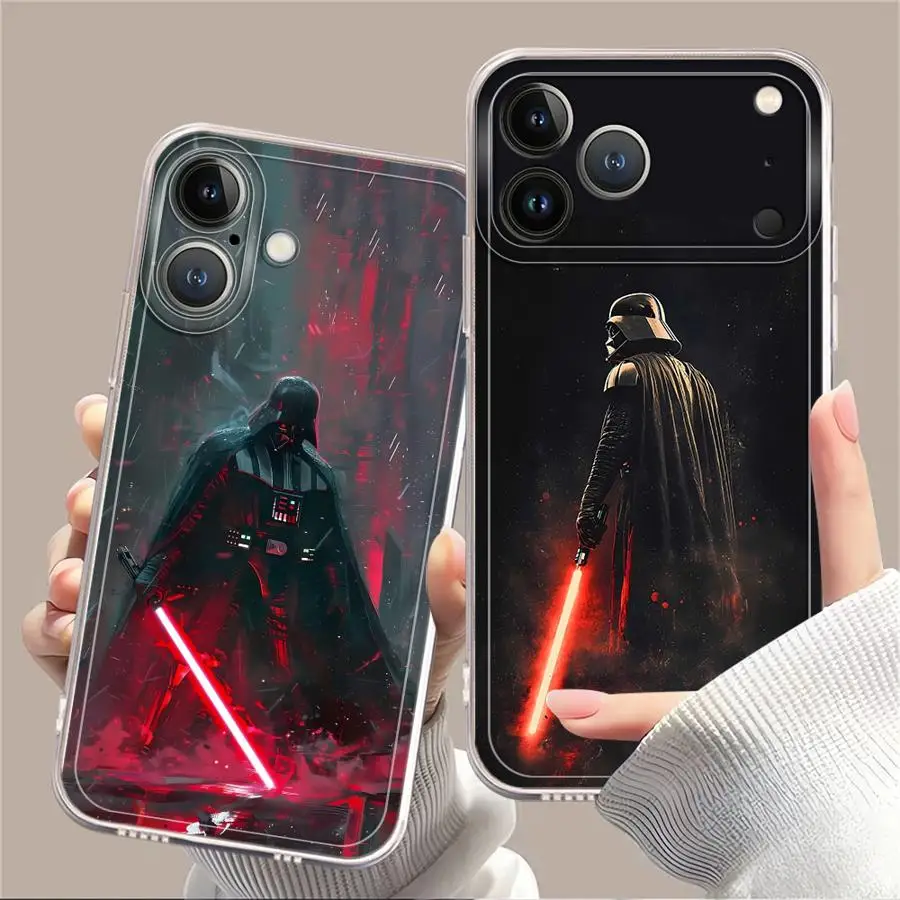 Capa de Celular Luxuosa Star Wars para iPhone 17 16e 16 15 14 13 12 11 Mini Air Pro Max X XR XSMax 8 Plus Transparente Macia Traseira