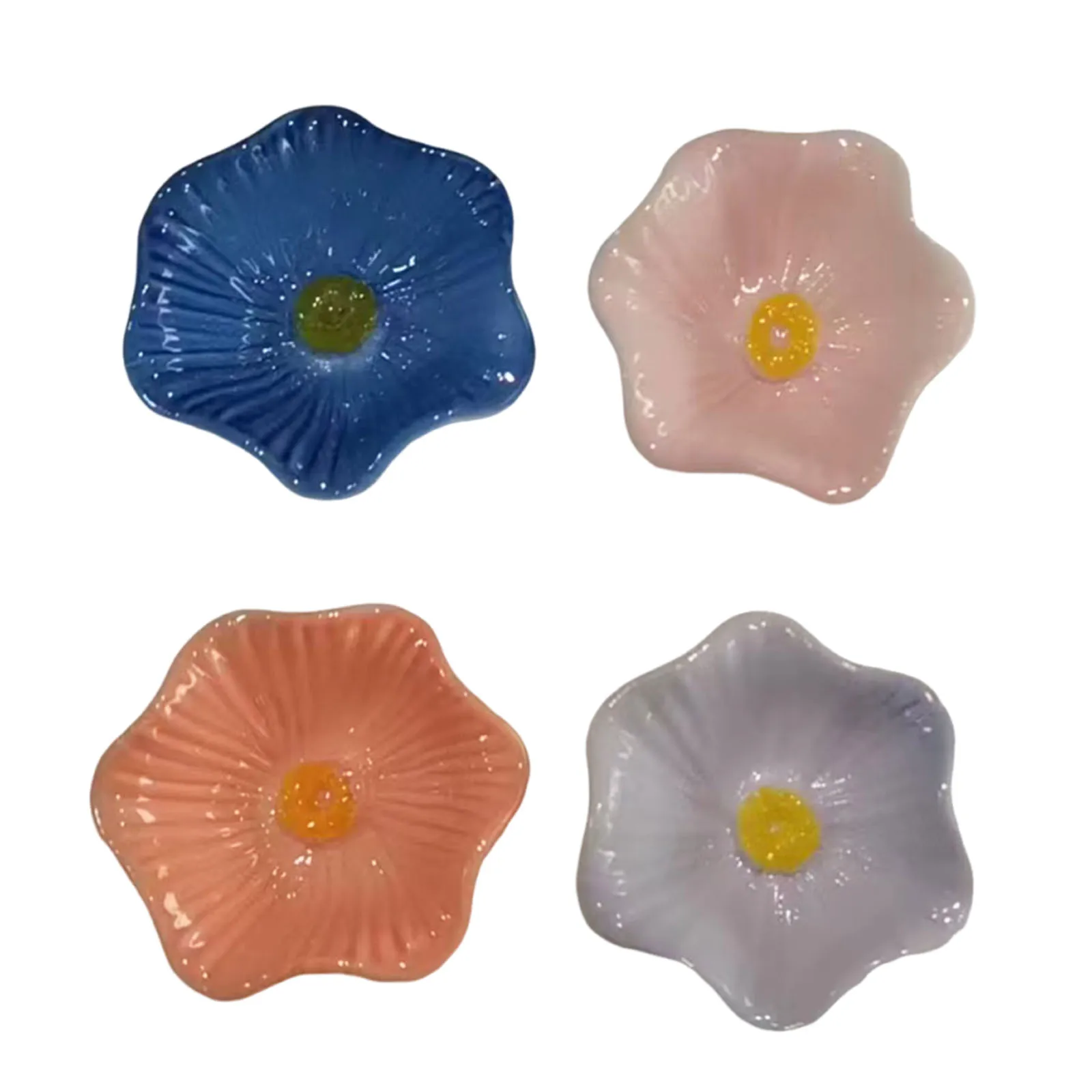 6Pcs Ceramic Flower Bee Drinking Station Weatherproof Flower Shape Bee Watering Station Outdoor Garden Yard Lawn Decor