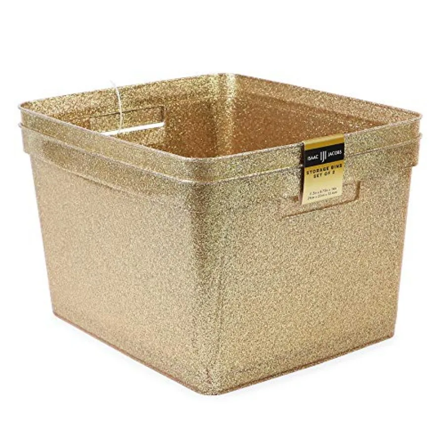 

Large Glitter Storage Bin 14" x 11.5" x 8.75" Set w/Cut-Out Handles Plastic Organizer Multi-Functional Home Storage Solution Pl