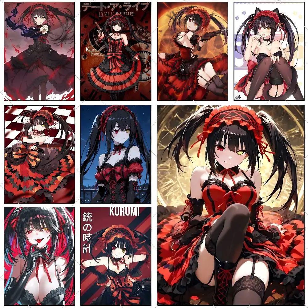 1 Stück Tokisaki Kurumi Anime Date A Live Poster Hochauflösender Kunstaufkleber Selbstklebende wasserdichte Heimdekoration