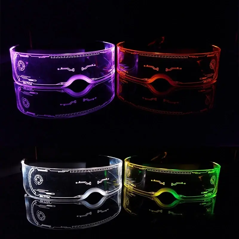 LED Luminous Sunglasses Vintage Punk Goggles Men Women Fashion Party Christmas Colorful Light Up Glasses Shades UV400