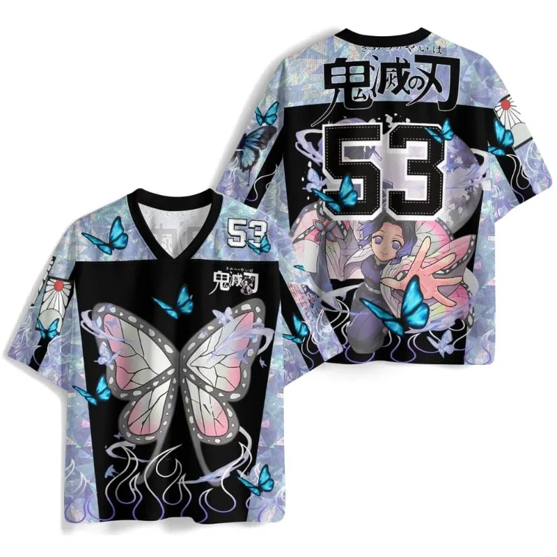 2026New Demon Slayer: Shinobu Kocho Iridescent Gradient Jersey Unisex Couple Style Children's Sports Casual Short-Sleeve T-Shirt