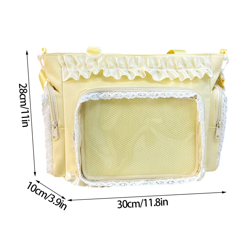 Lolita Ita Bag Clear Window Shoulder Tote Bag Kawaii Anime Cosplay Display Handbag for Girls Women School Daily Use