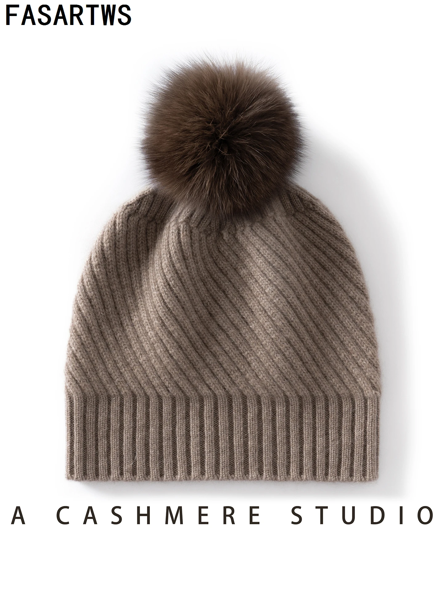 FASARTWS عالية الجودة 100% الكشمير قبعة قبعة الشتاء الجديدة القبعات النساء لينة الدافئة قبعات منسوجة بلون قبعات الخريف الشتاء عادية