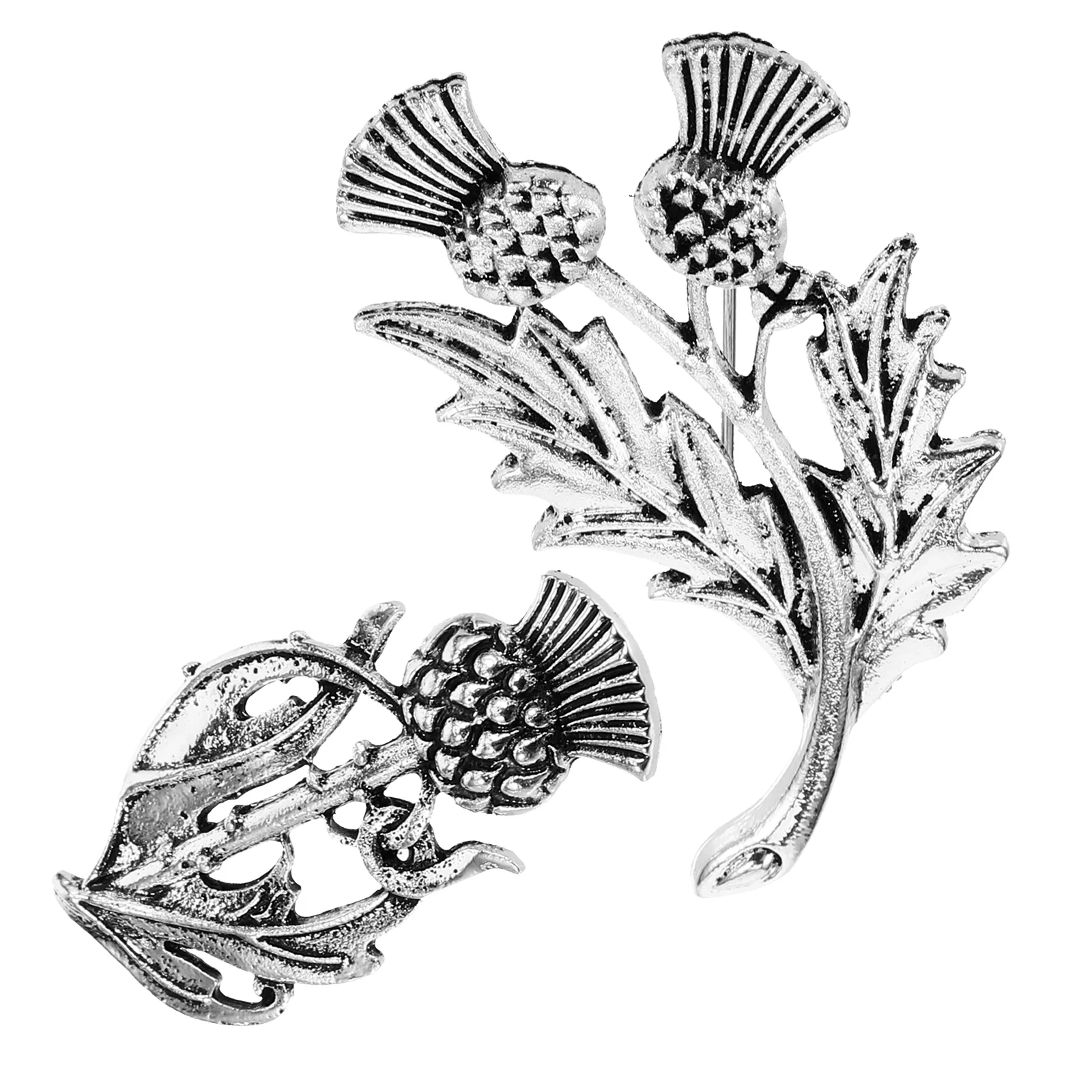 2 Pcs Thistle Brooch Safety Pin for Clothes Pins Women Fashion Birthday Brooches and Vintage