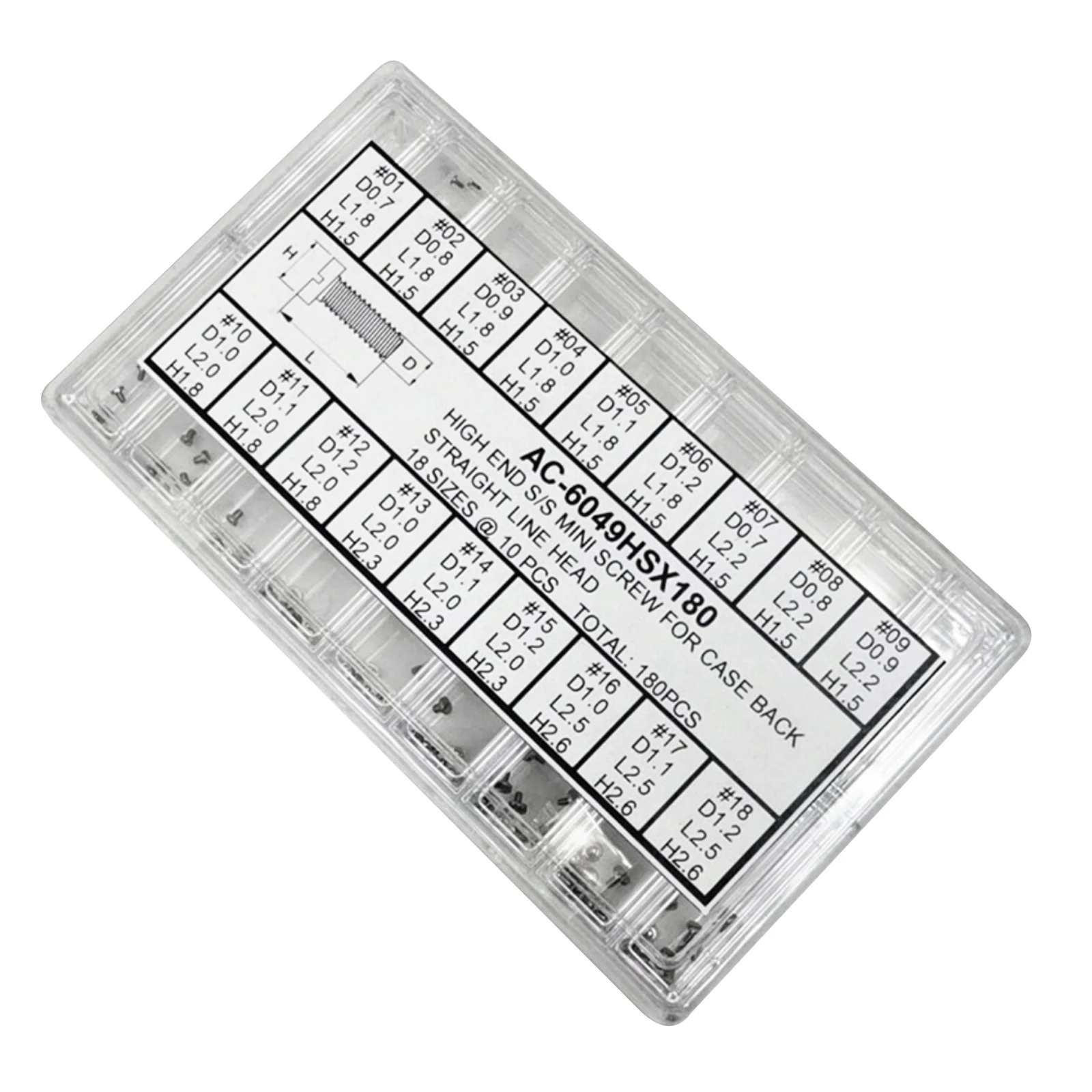 1 Box 180pcs Stainless Steel Mini Screw Slotted Screw for Watches Back Case Glasses Repair Screws Assortment Box 18 Sizes