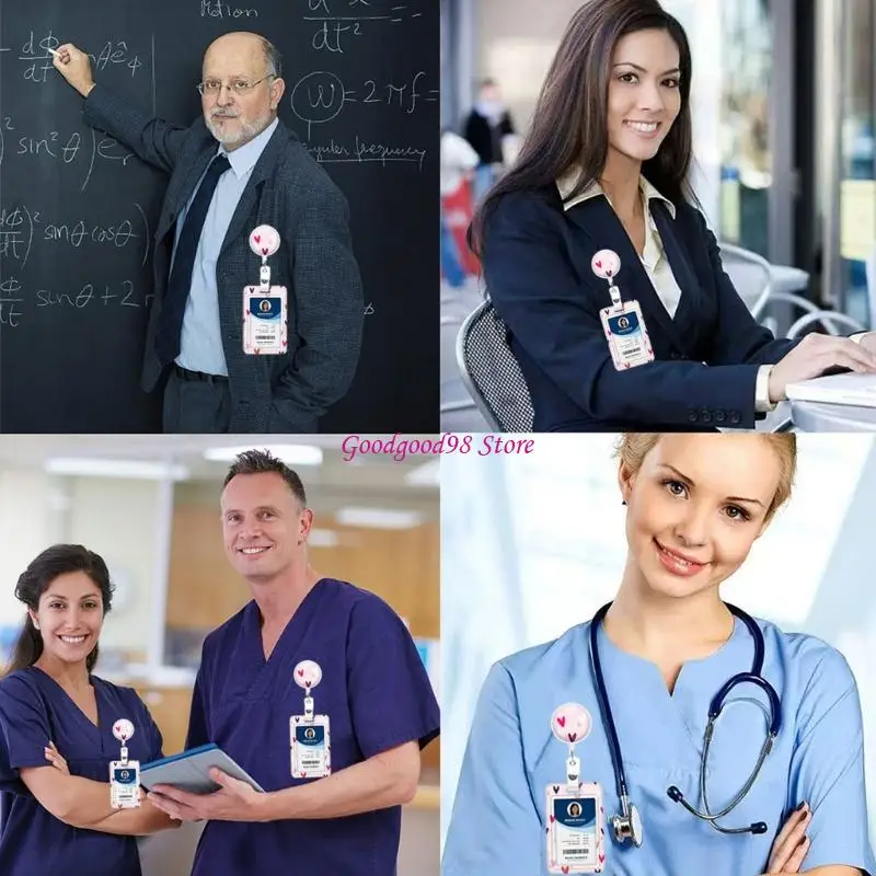 Retractable Lanyard with Card Holder Butterfly Print Card Protectors