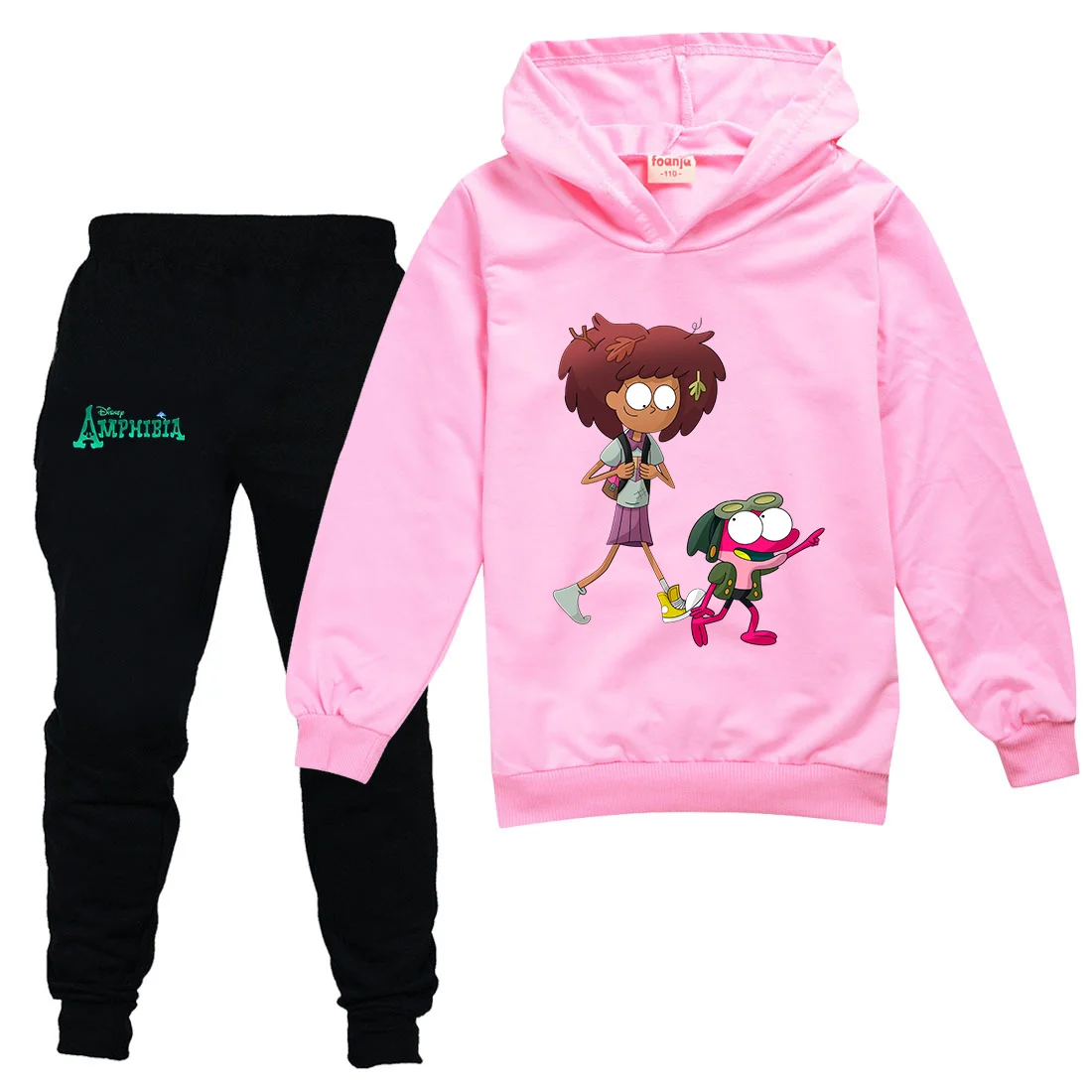 Amphibia Children Clothes Girl Boy Cartoon Hoodies 2 Piece Sets Thin Hooded Sweatshirt Casual Children Clothing Pants