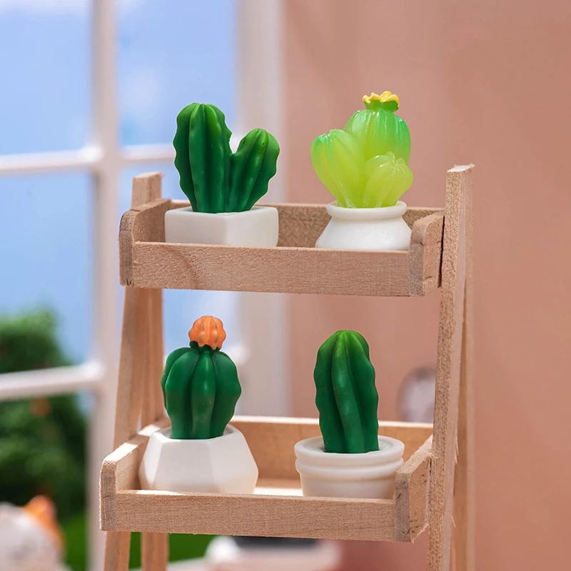 Mini planta suculenta en maceta de dibujos animados, estatuilla en miniatura Kawaii, adorno pequeño de escritorio, decoración creativa para el hogar, regalos DIY