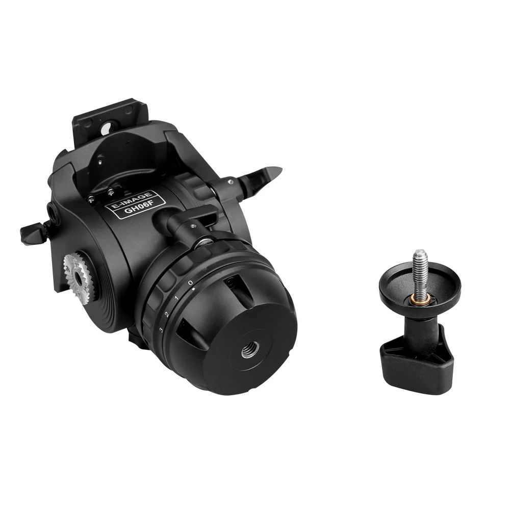 E-IMAGE GH06F Professional Flat Base Fluid Video Head 6 Step Counterbalance 13.2 Lb Max Payload