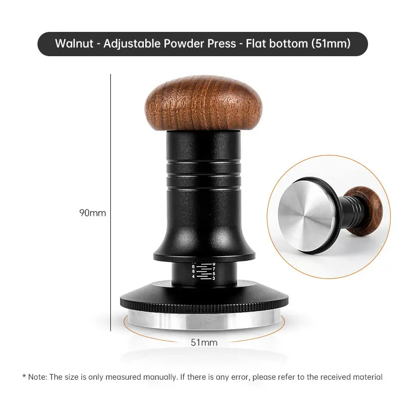 51mm 53mm 58mm Coffee Tampers Adjustable Spring Loaded Coffee Tamper Ripple Base Aluminum Walnut Self Leveling Espresso Tamper