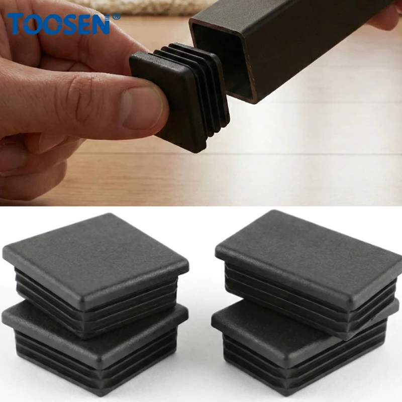 

13x13mm~100x100mm Black Square Plastic Blanking End Cap Anti Slip Table Foot Pad Tube Pipe Insert Plug