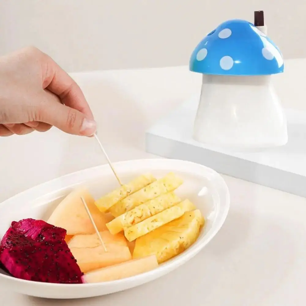 Plastic Mushroom Toothpick Holder Automatic Press Type Toothpick Dispenser Toothpick Storage Container Toothpick Bottle