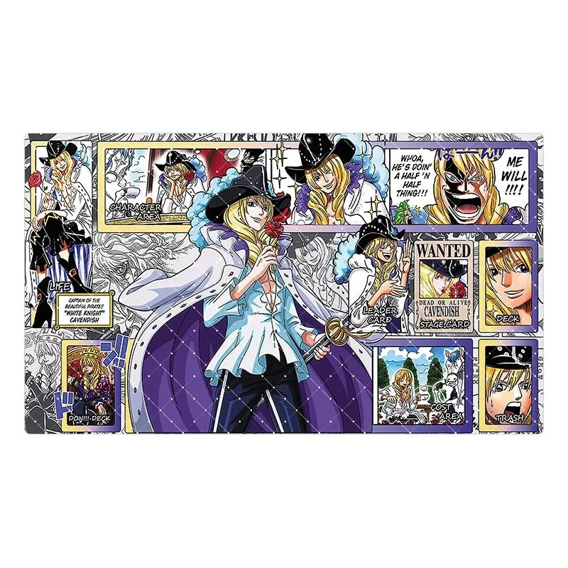 600X350X2Mm Diy One Piece Cavendish Card Battle Mat Opcg Cavendish Single Player Board Game Card Duel Plate Battle Mat Gift Toy