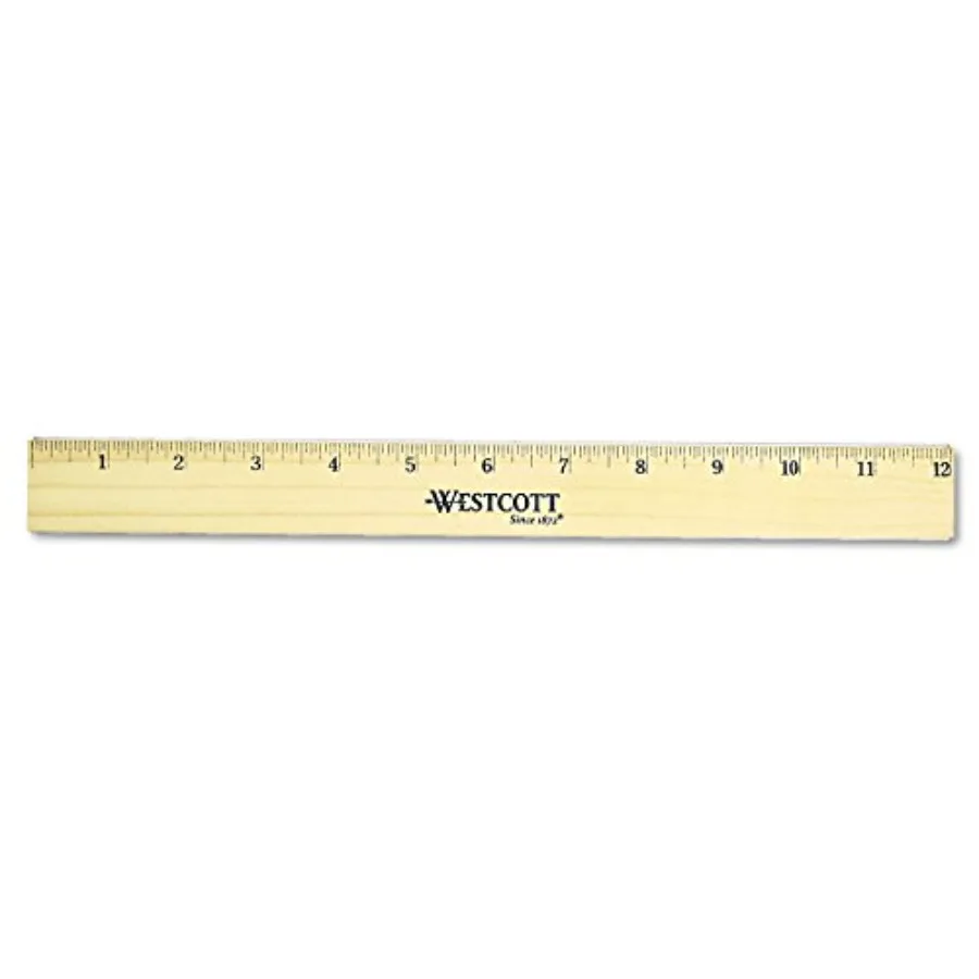 

Ruler for drafting and measuring, brass-edged wood, natural wood color, dual-scale precision with durable double brass edges