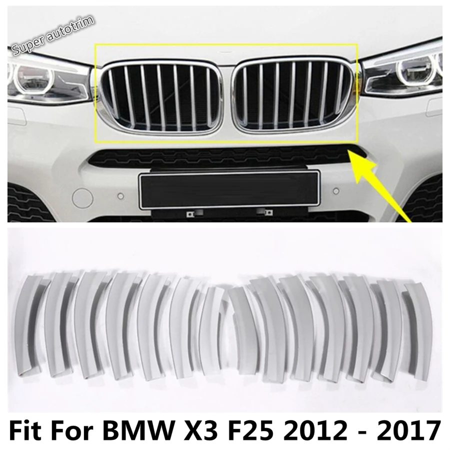 

Передняя средняя решетка автомобиля, декоративная накладка для BMW X3 F25 2012 2013 2014 2015 2016 2017, матовые аксессуары из АБС-пластика, внешние аксессуары