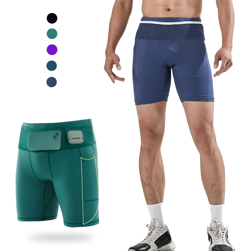 

Мужские компрессионные шорты с 6 карманами 3.0 Быстросохнущие шорты для марафонского бега для тренировок, бега, езды на велосипеде и фитнесе Колготки