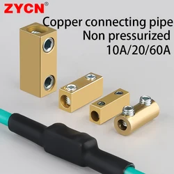 Pressure Free Brass Terminal Block High Current Waterproof Wire Butt Joint 1 in 1 out 10/20/60A With Heat Shrink Tubing