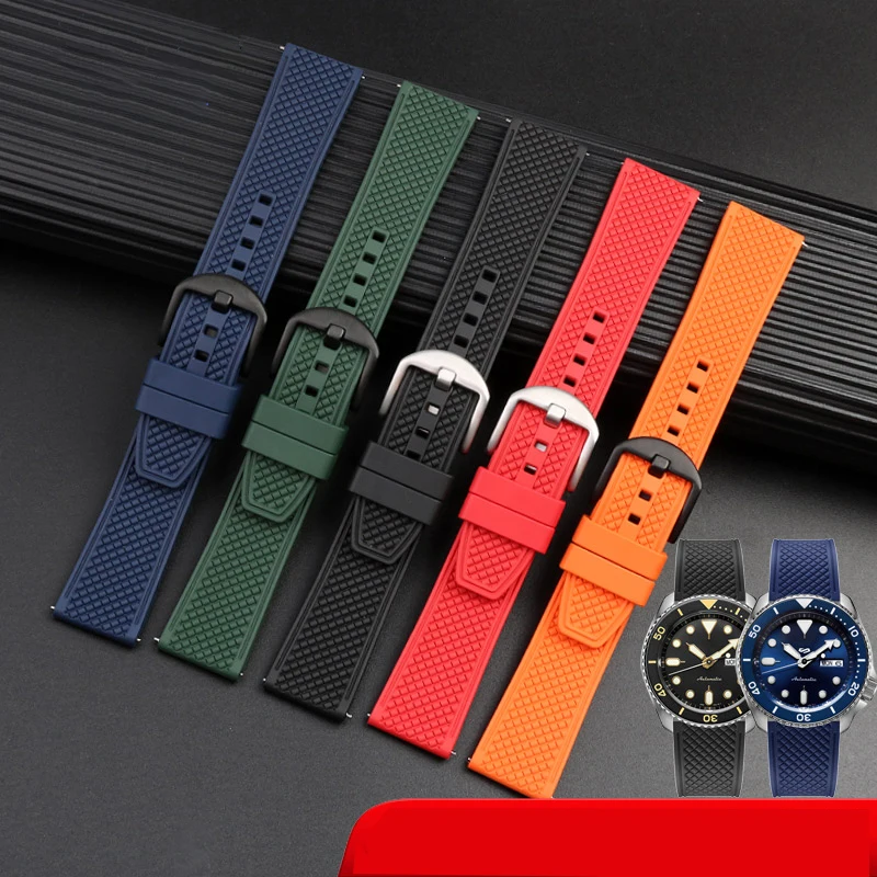 20mm 22mm fluororubber strap for Omega seahorse 300 Rolex Green Water Ghost citizen bm8475 watch band men\'s wristband bracelet