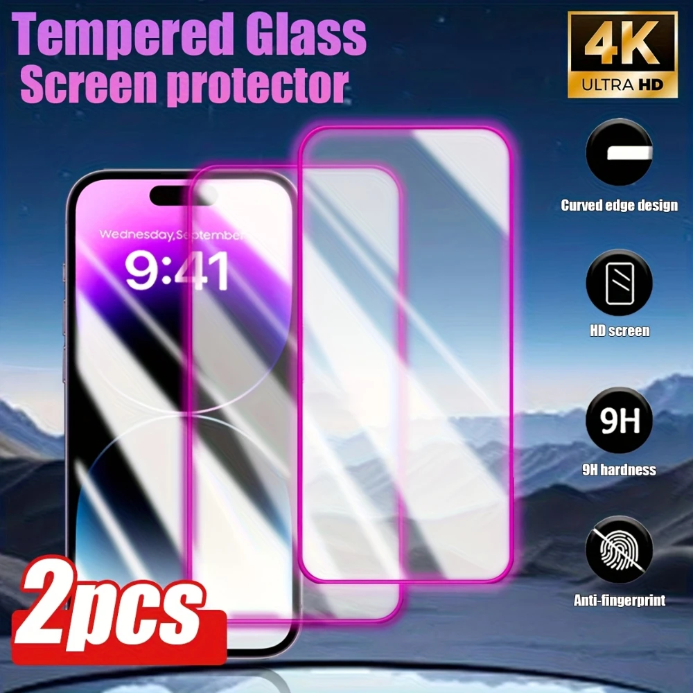 NNBILI 2er-Pack Lila Leuchtende HD Panzerglas Displayschutzfolie für iPhone 17 16 15 14 13 12 11 Pro Max - Leuchtet im Dunkeln