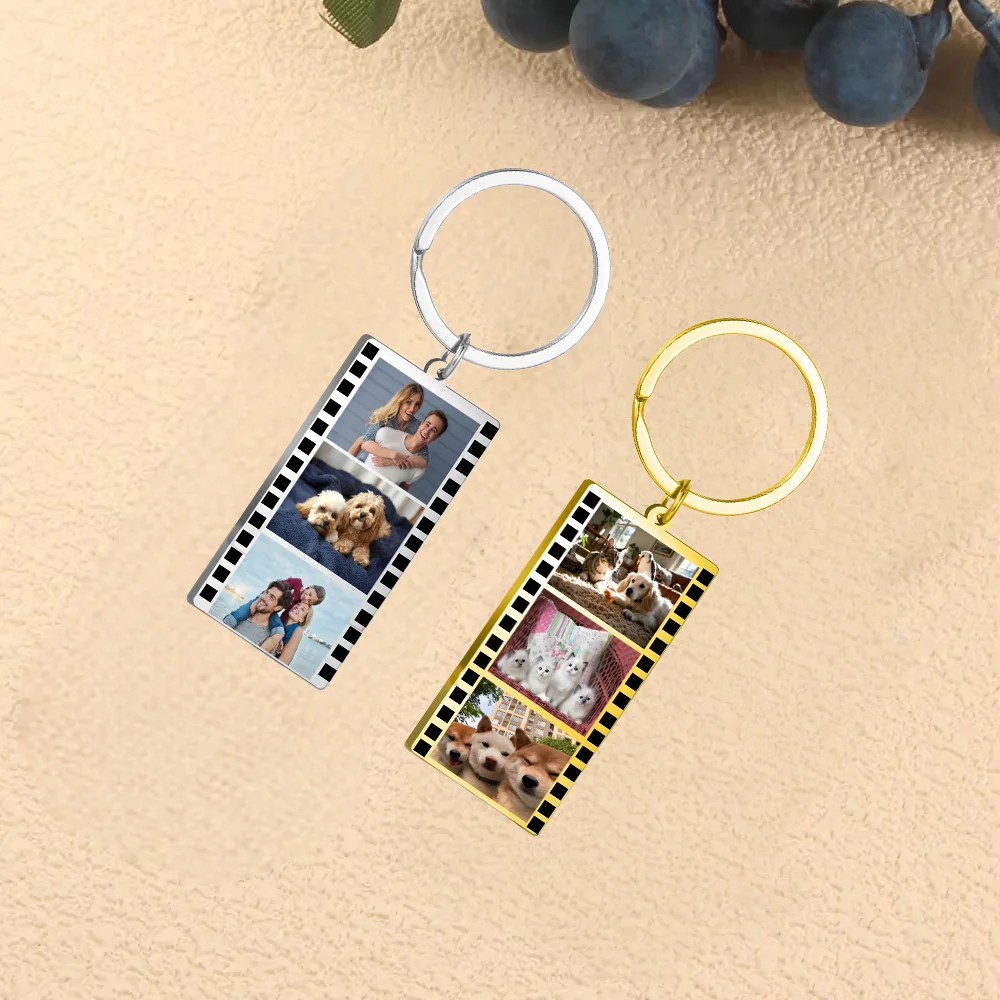 

Custom Photo Strip Memory Film Keychain 3 Photos Personalized Camera Roll Gift for Women Men Birthday Valentine's Day Jewelry
