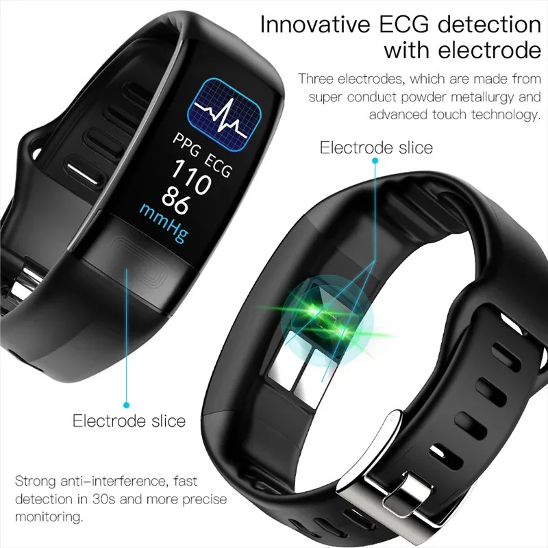 ECG+PPG Fitness Tracker Smart Wristband for Women Men Calorie Blood Pressure Waterproof Sport Smartband Health Smartwatch