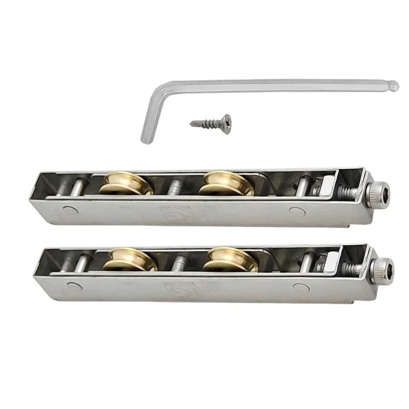 Sliding Door Pulley Broken Bridge Aluminum Balcony Sliding Door Stainless Steel Double Copper Wheel Strip Roller Accessory