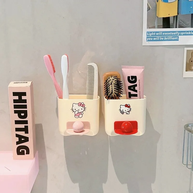Japanese Sanrio Cartoon Magnetic Toothbrush Cup Wall Mounted No Drill Rack Kids Bathroom Storage Organizer Kawaii New Hot view 3