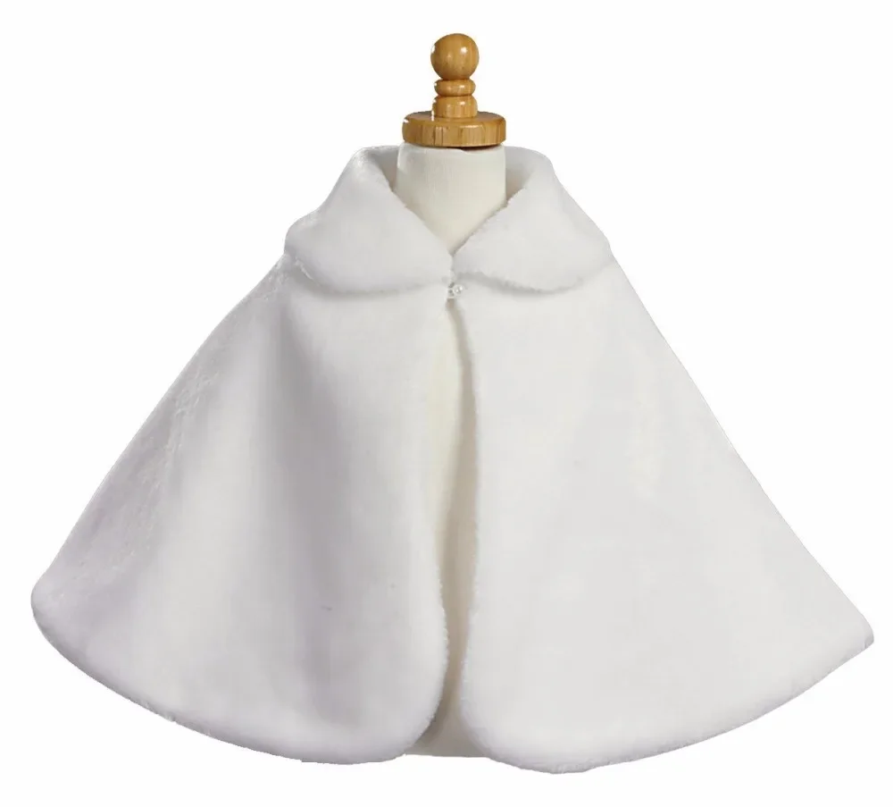 Baby Girl Plush Shawl Elegant Princess Dress Matching Coat Flower Girls Cloak Children Solid Color Lapel Cape Accessories Bolero