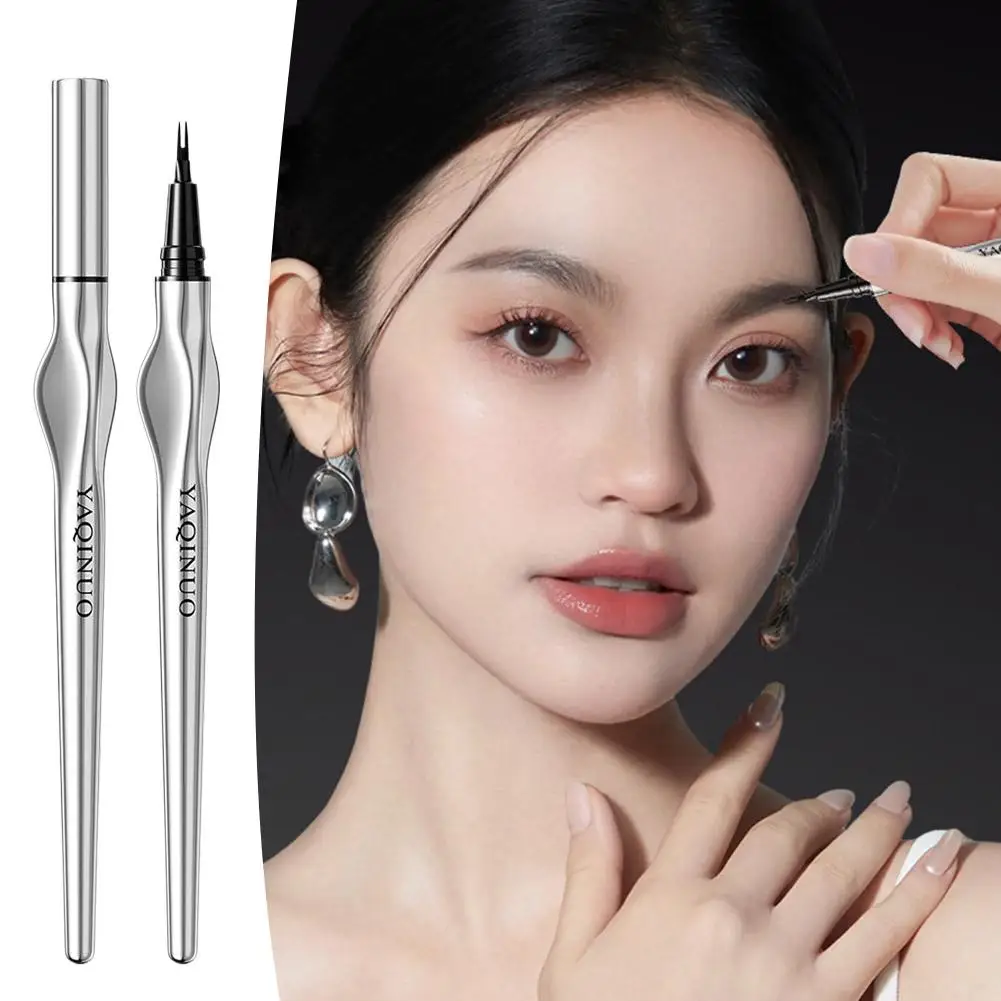 قلم حواجب مائي طويل الأمد مقاوم للتلطيخ سهل الاستخدام ومقاوم للماء قلم حواجب رفيع للوشم المؤقت سائل سيل A1Y3
