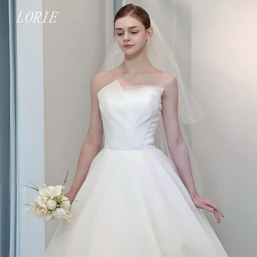 

LORIE Luxury A Line Civil Wedding Dress Clear Strapless Bridal Dresses Elegant Waist Cinching Wedding Gown Customized 2026