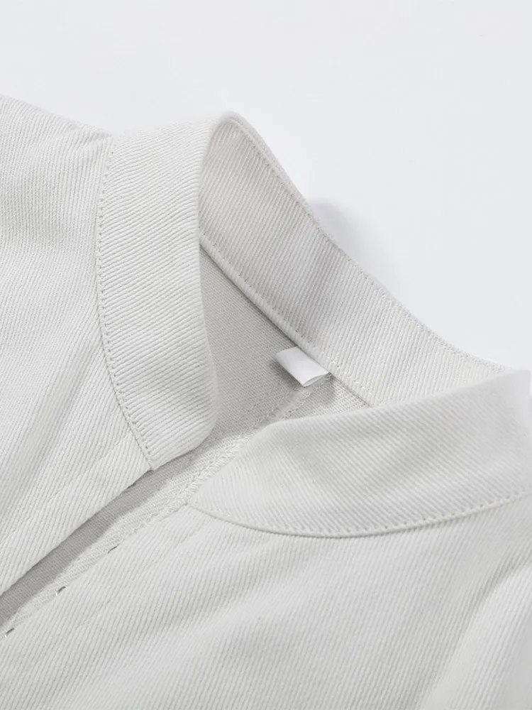 Taillenschnürende Korsett-Tops mit Unregelmäßigem Saum für Damen, Sexy Stehkragen Langarm Slim-Fit Bluse, Frühlings-Neuheit für Bürodamen, Partykleidung – Detail 7