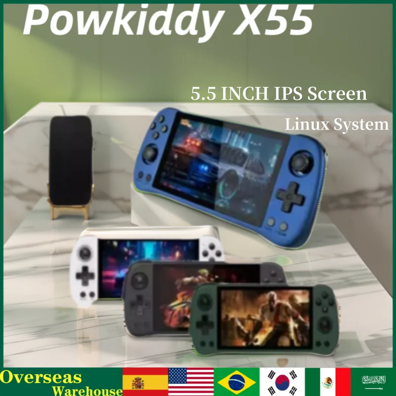 Powkiddy X55 5.5 Inch Retro Player 512g 90000 Games Psp Ps1gift Retro Handheld Portable Video Game Consoles Linux System Tv Hdmi