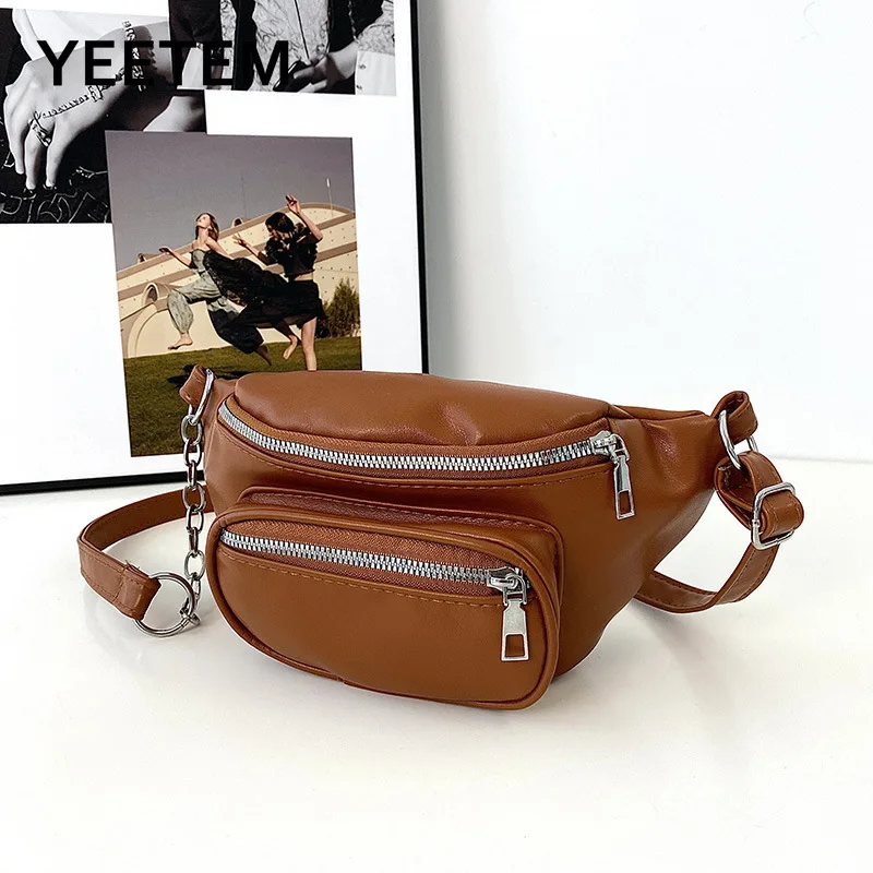 

Large-capacity Fashion Shoulder Single Ladies Chest Pockets Texture Chain Fashion Design Personality Ins Designer Bags Sport