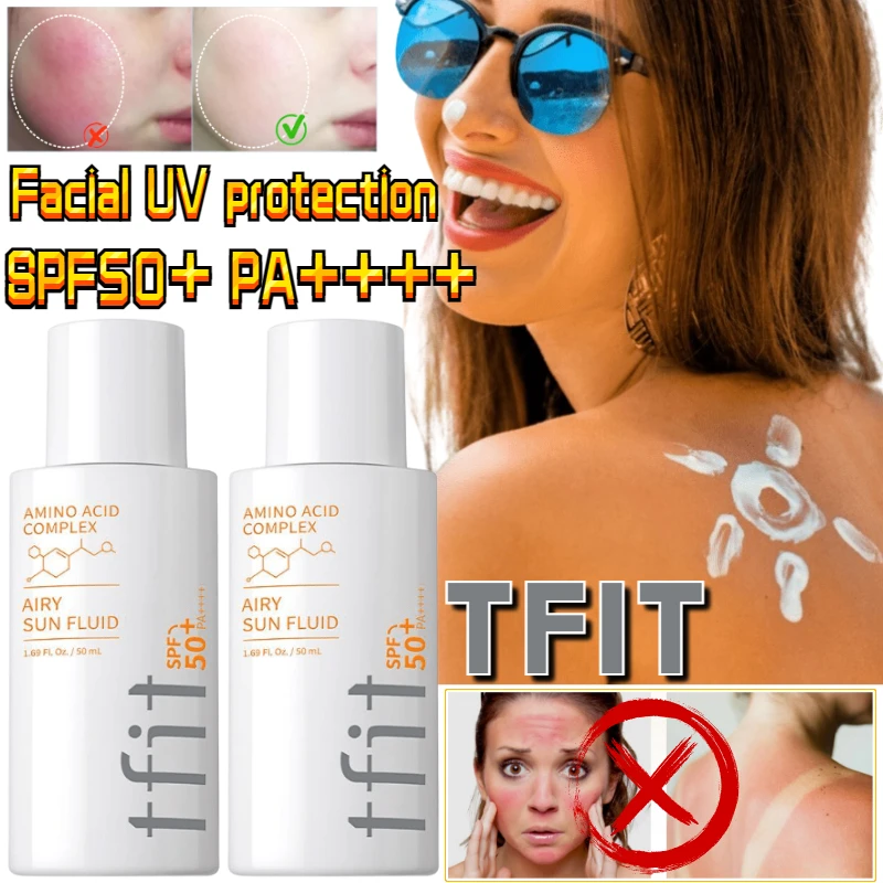 

TFIT Sunscreen Lotion SPF50+ Facial UV Protection Waterproof Sweatproof Refreshing Sunscreen Skin Care for Men and Women