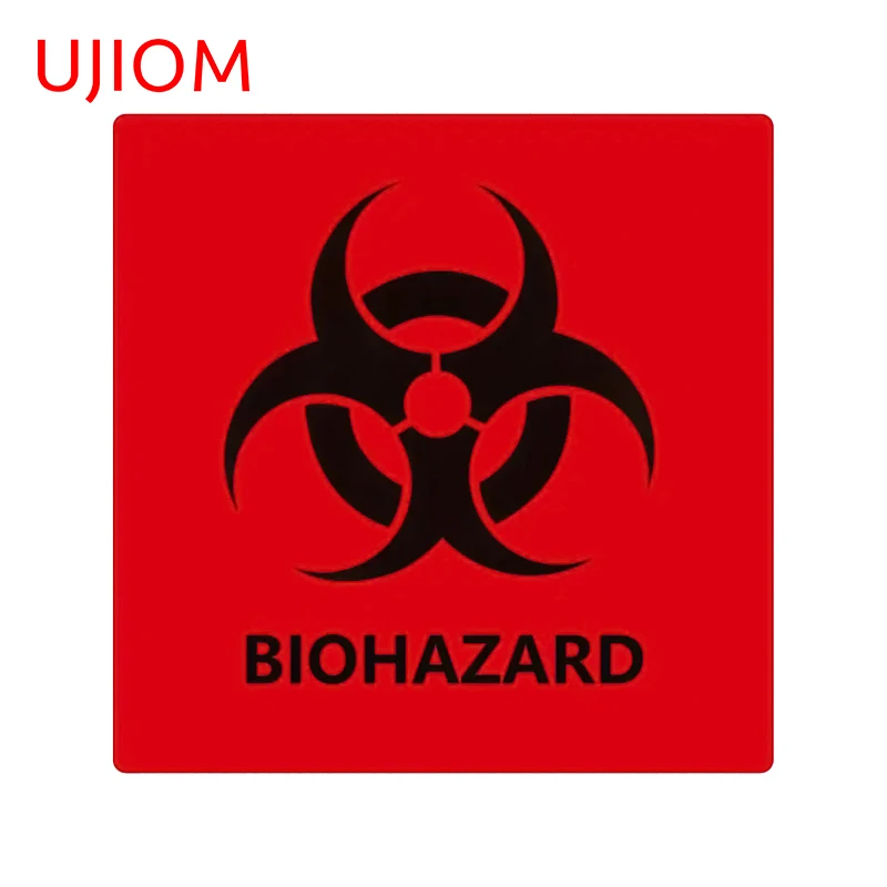 UJIOM 13cm X 13cm Biohazard Warning Sign Personality Wall Stickers Creativite Windows Decal Amusing Room Decoration Accessories