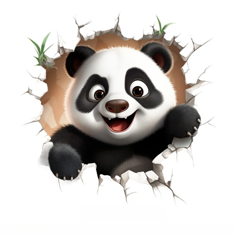 HD 3D Panda Car Stickers Scratch Covering UV Cartoon Car Body Door Stickers Personalized Creative 3D Electric Car Stickers - Image 4