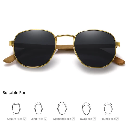 Imagen 2 del producto GM Fashion Retro Metal gafas de sol clásicas para hombres y mujeres marca de diseñador de lujo gafas de sol de bambú de conducción populares Marrón 2232
