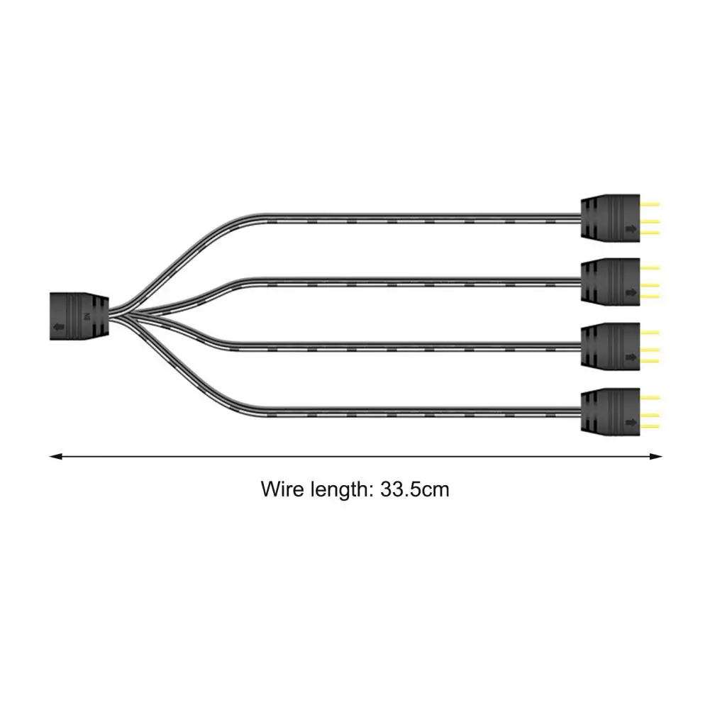 COOLMOON Cabo adaptador ARGB útil Divisor ARGB compacto ampla aplicação 1 a 4 placa principal ARGB Hub 1 a 4