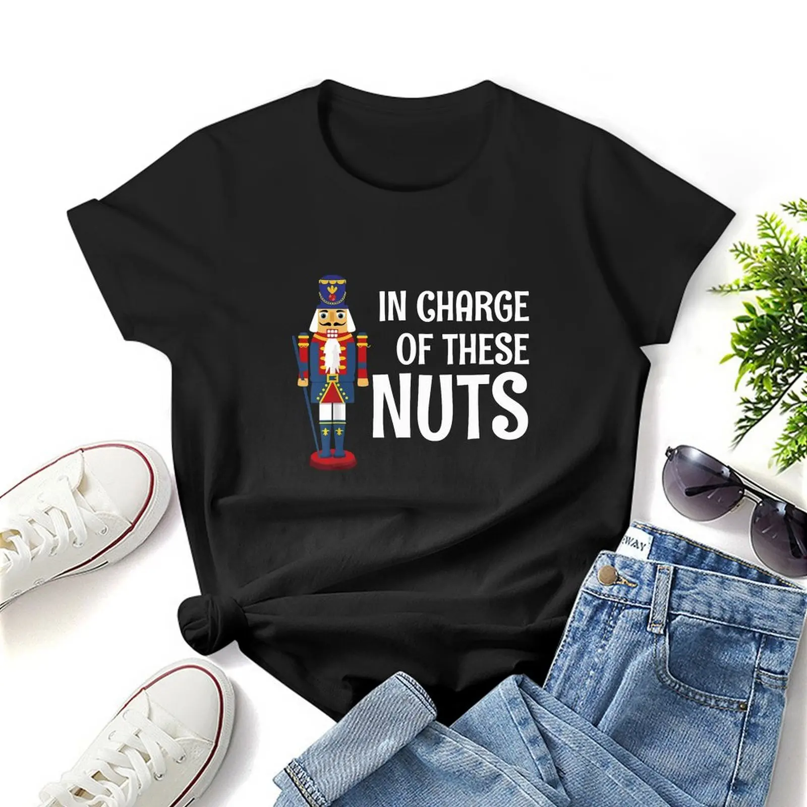 Nutcracker Squad In Charge These Nuts Ballet Gift Design Print T Shirt Graphic Shirt Casual Short Sleeved Female Tee T-Shirt