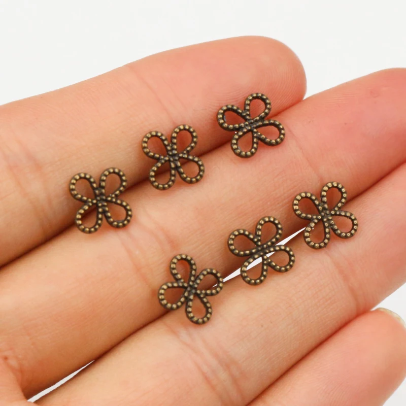 50pcs 10x8mm Charms Flower Antique Making Pendant fit,Vintage Tibetan Bronze Silver color,DIY Handmade Jewelry