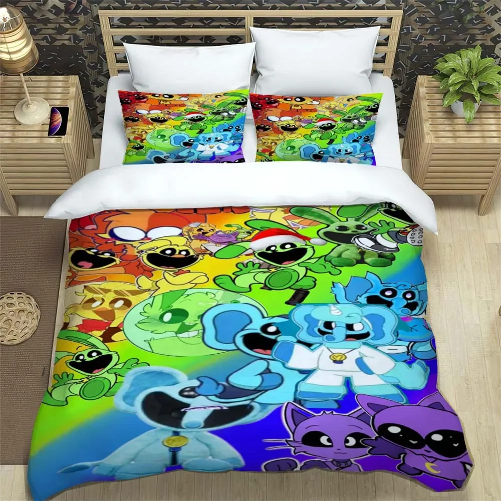 3D Print Anime Smiling Animals CATNAP DOGDAY Bedding Set Brand New Cool Anime Quilt Cover Pillowcase Cute Cartoon Children Gift