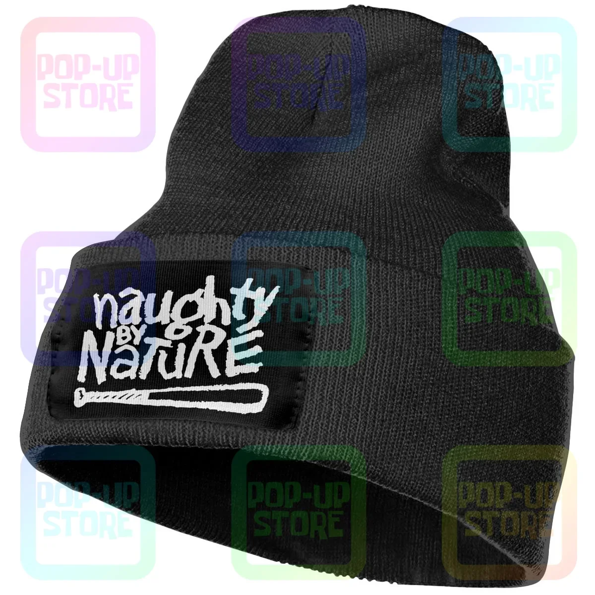 Naughty By Nature Knitted Beanie Hat Beanies Cap Print Splicing Streetwear