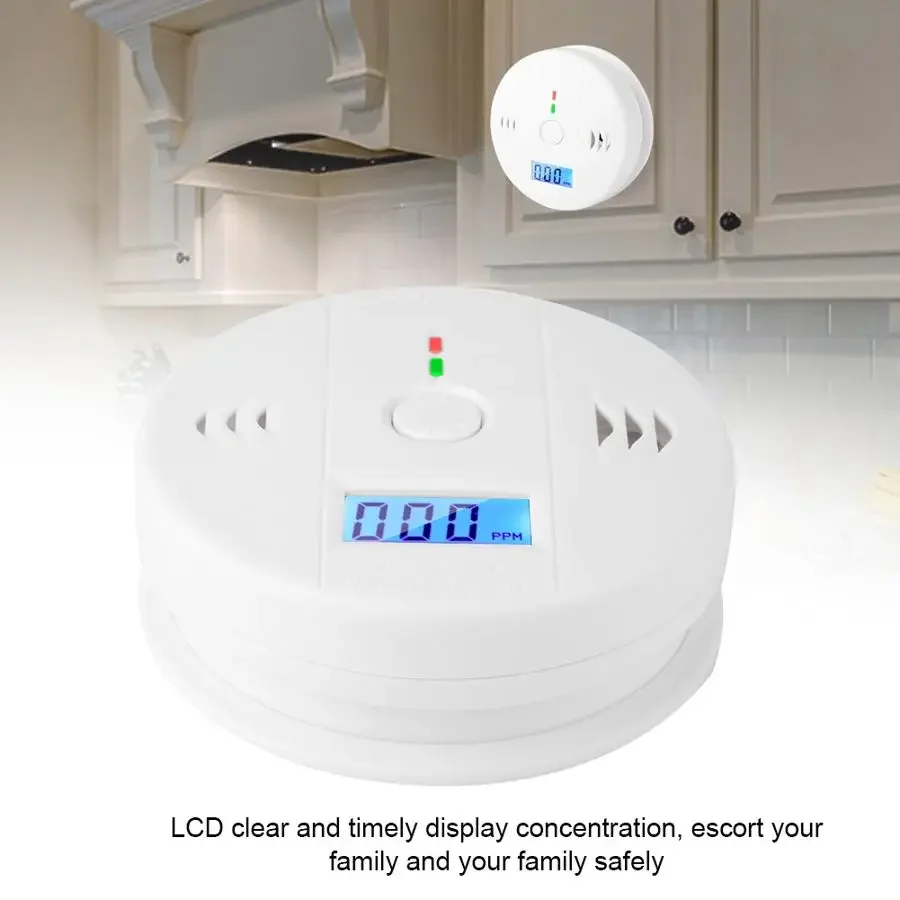 Mini Carbon Monoxide Detector Sensor 85dB Sound Siren Alarm with LCD Indicator CO PPM Detectors Warning Home Security Safety