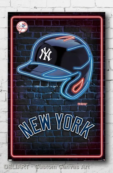 

Постер на холсте с изображением шлема New York Yankees - NEON HELMET, доступен в индивидуальном размере, декор для комнаты, украшение для дома, настенное искусство